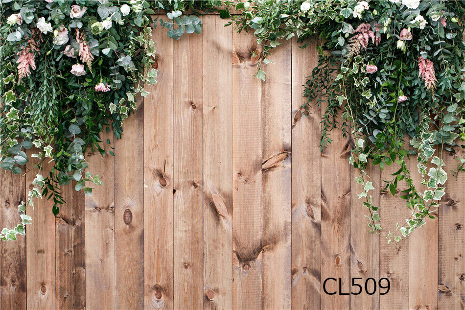 rustic wood background with flowers