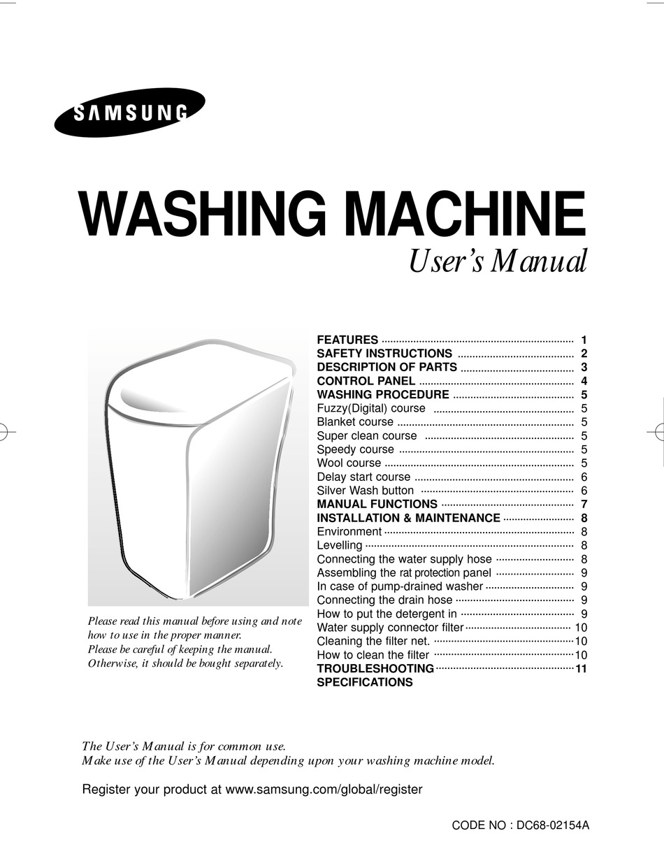 samsung washer owners manual