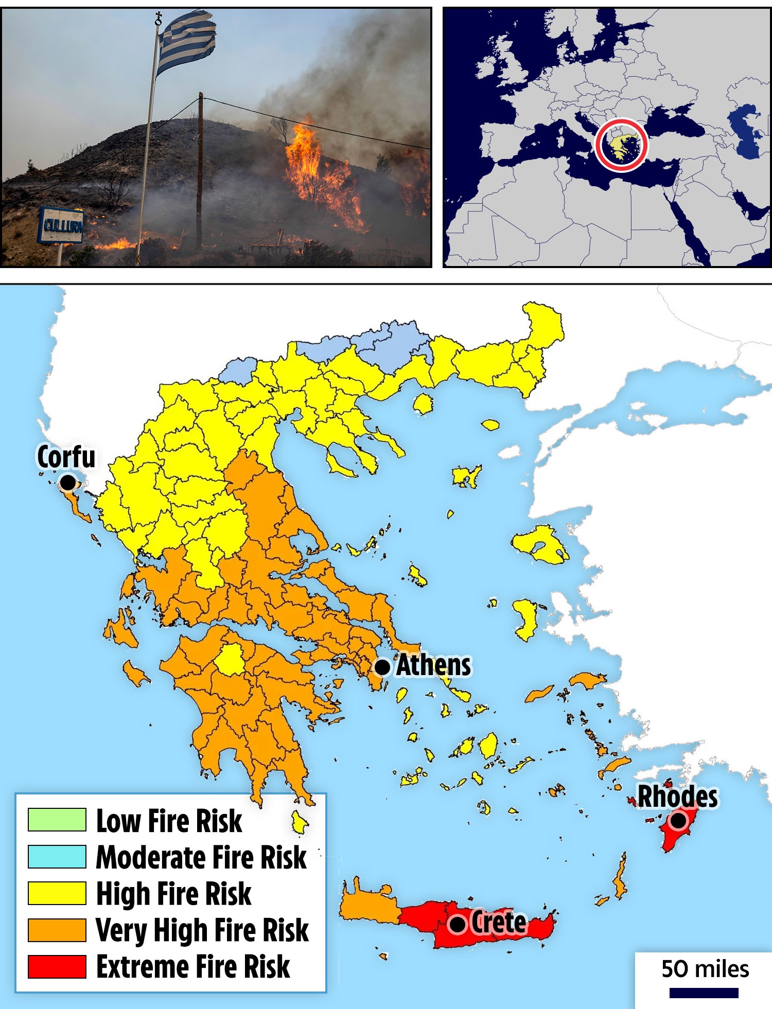 santorini wildfire risk