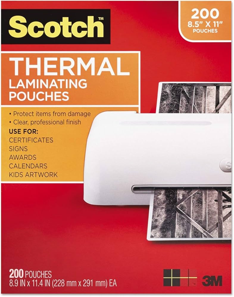 scotch laminating pouches 200 pack