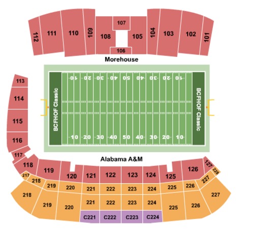 seating chart for tom benson hall of fame stadium