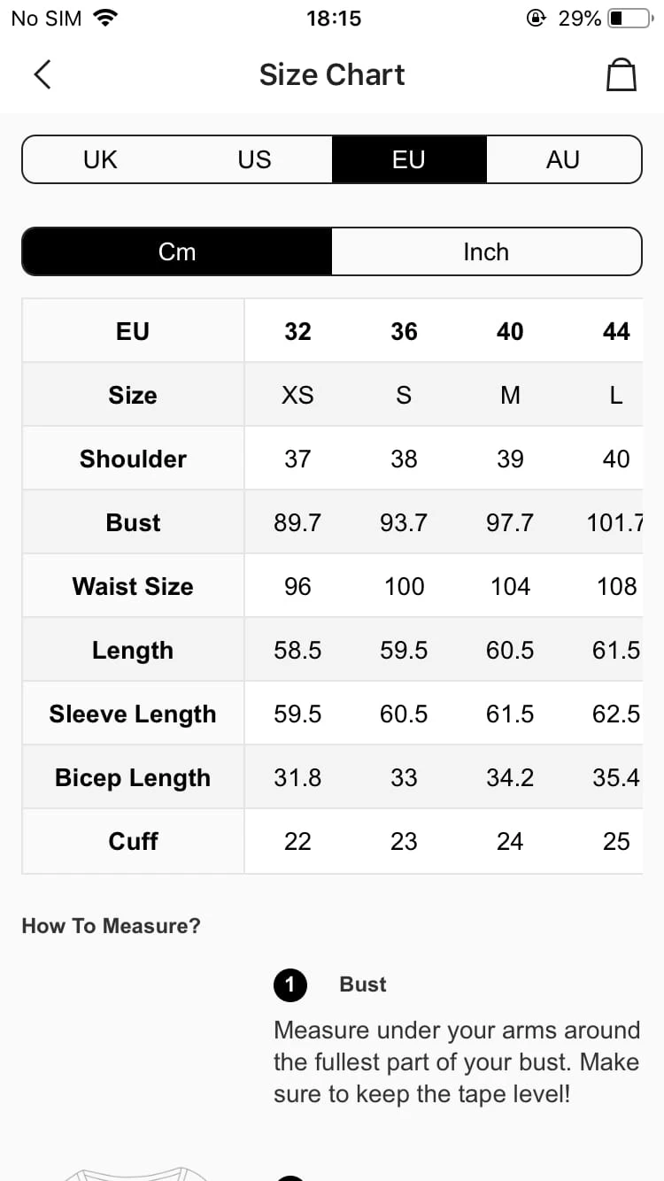 shein sizing