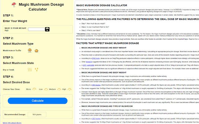 shroom dosage calculator