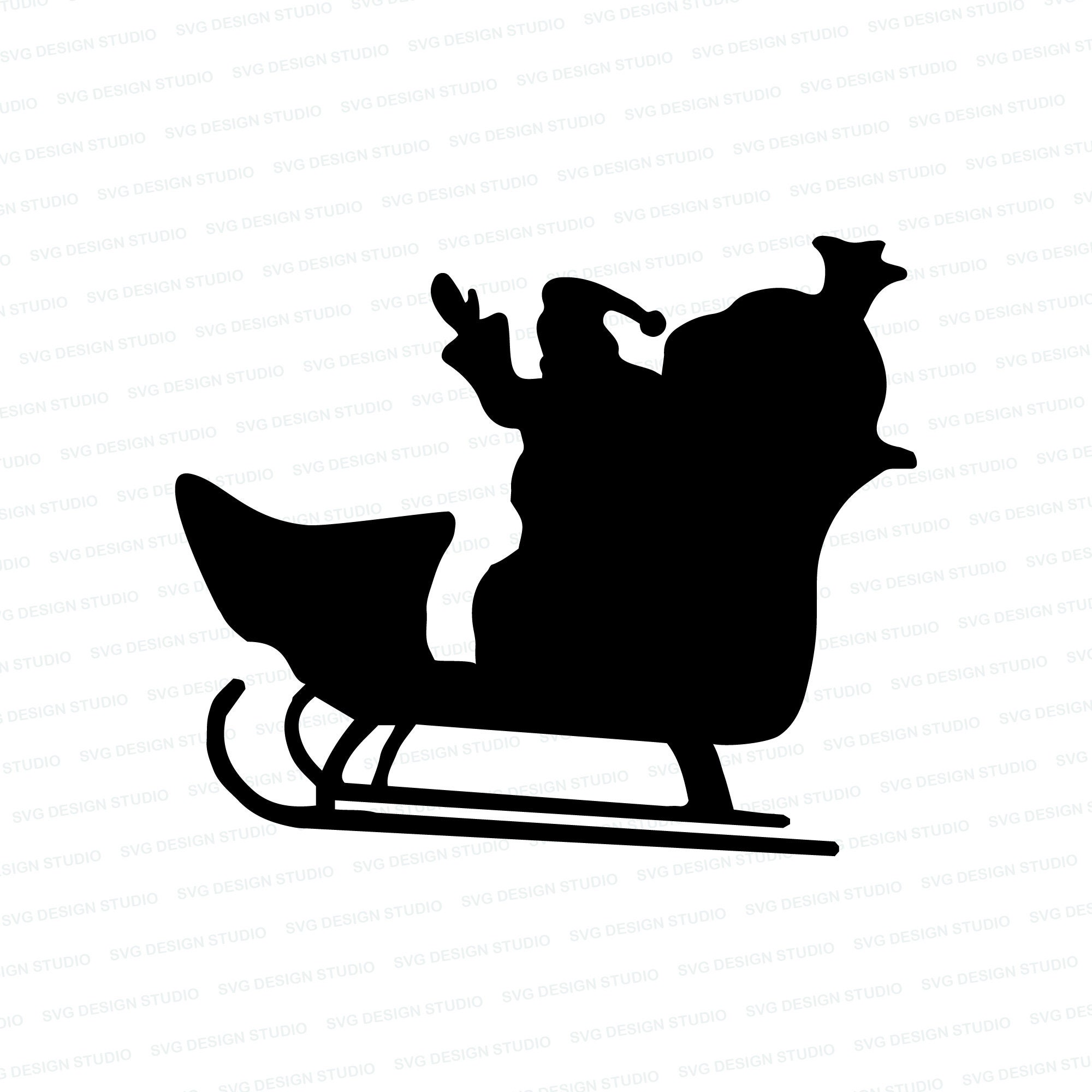 silhouette santa and sleigh