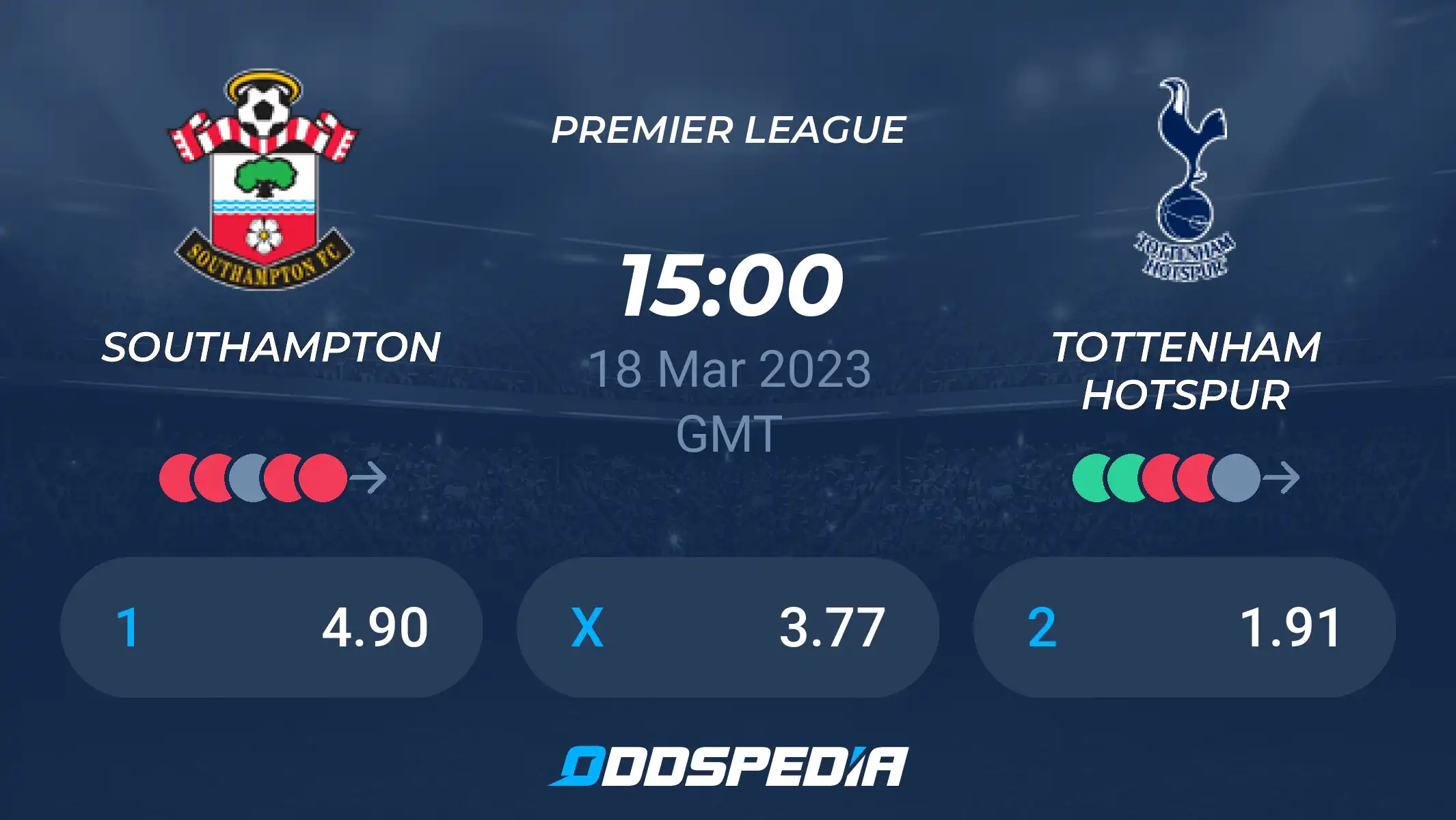 southampton f.c. vs tottenham standings