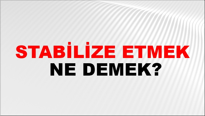 stabilize etmek tdk