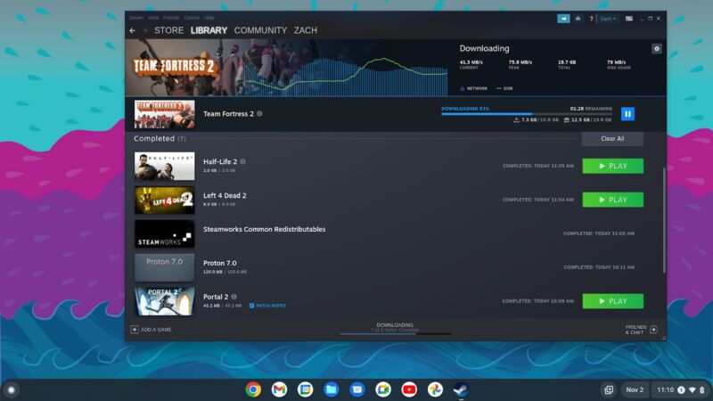 steam on chromebook