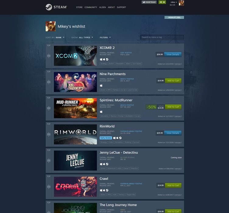 steam wishlist