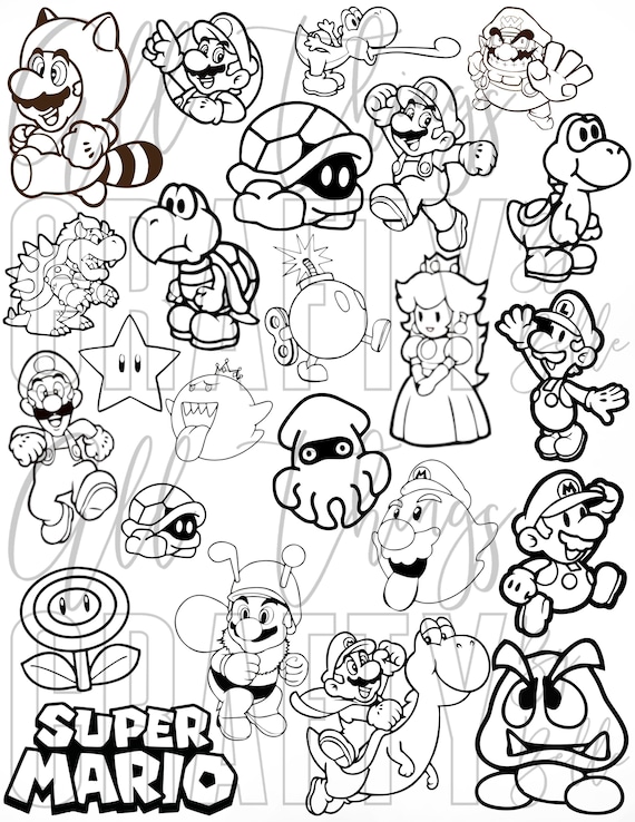 super mario colouring pages