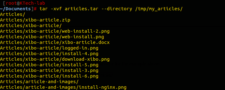 tar file list