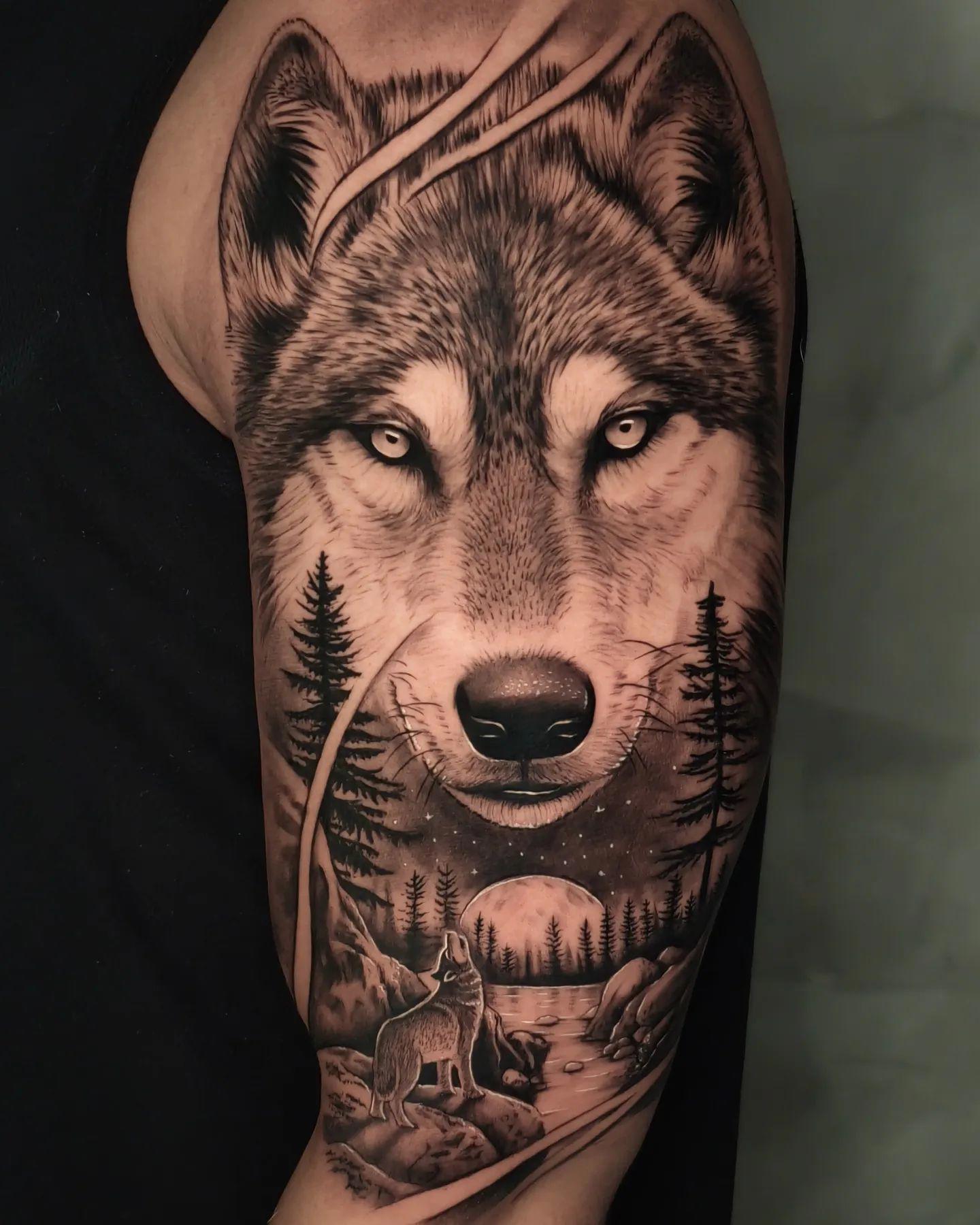 tatuajes de lobos en el brazo