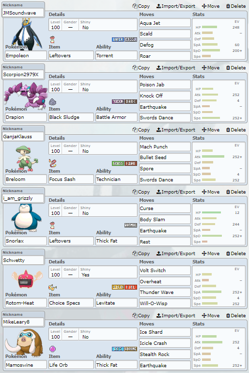 teams pokemon showdown