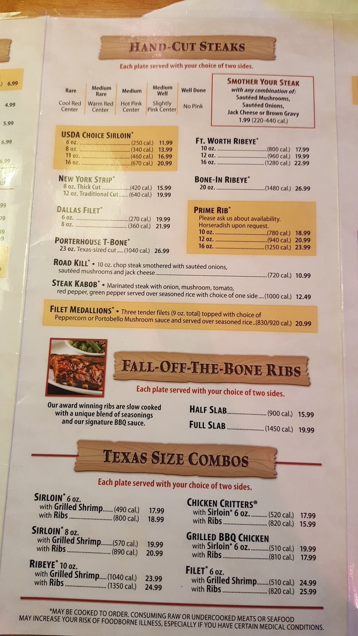 texas roadhouse menu