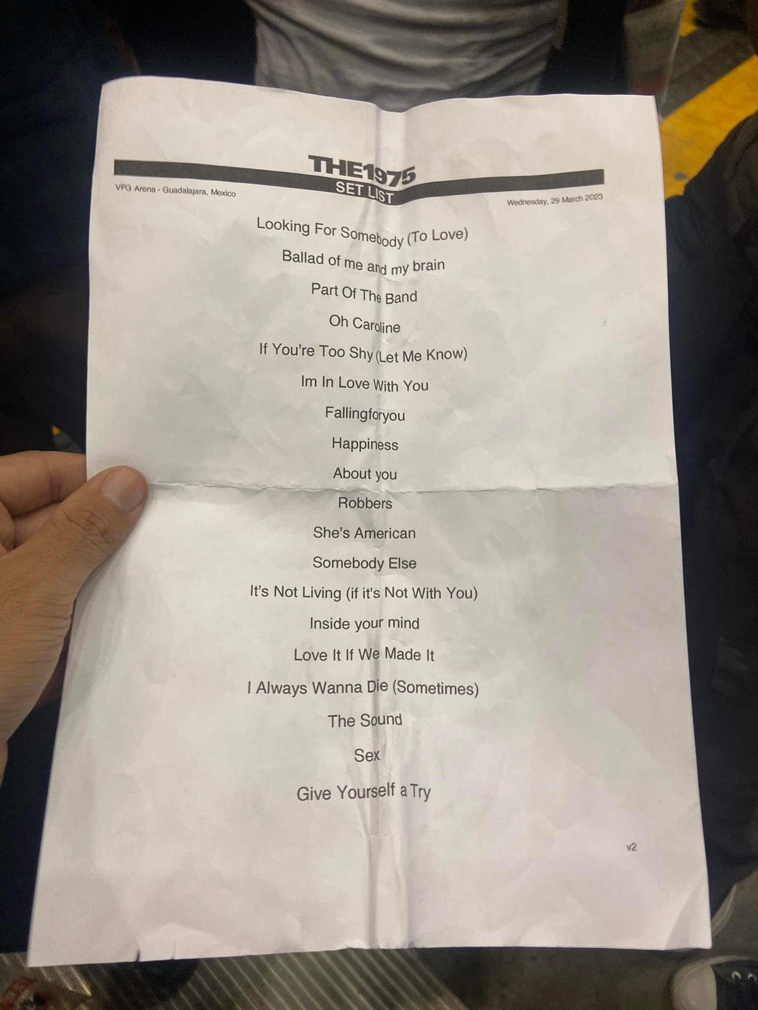 the 1975 set list