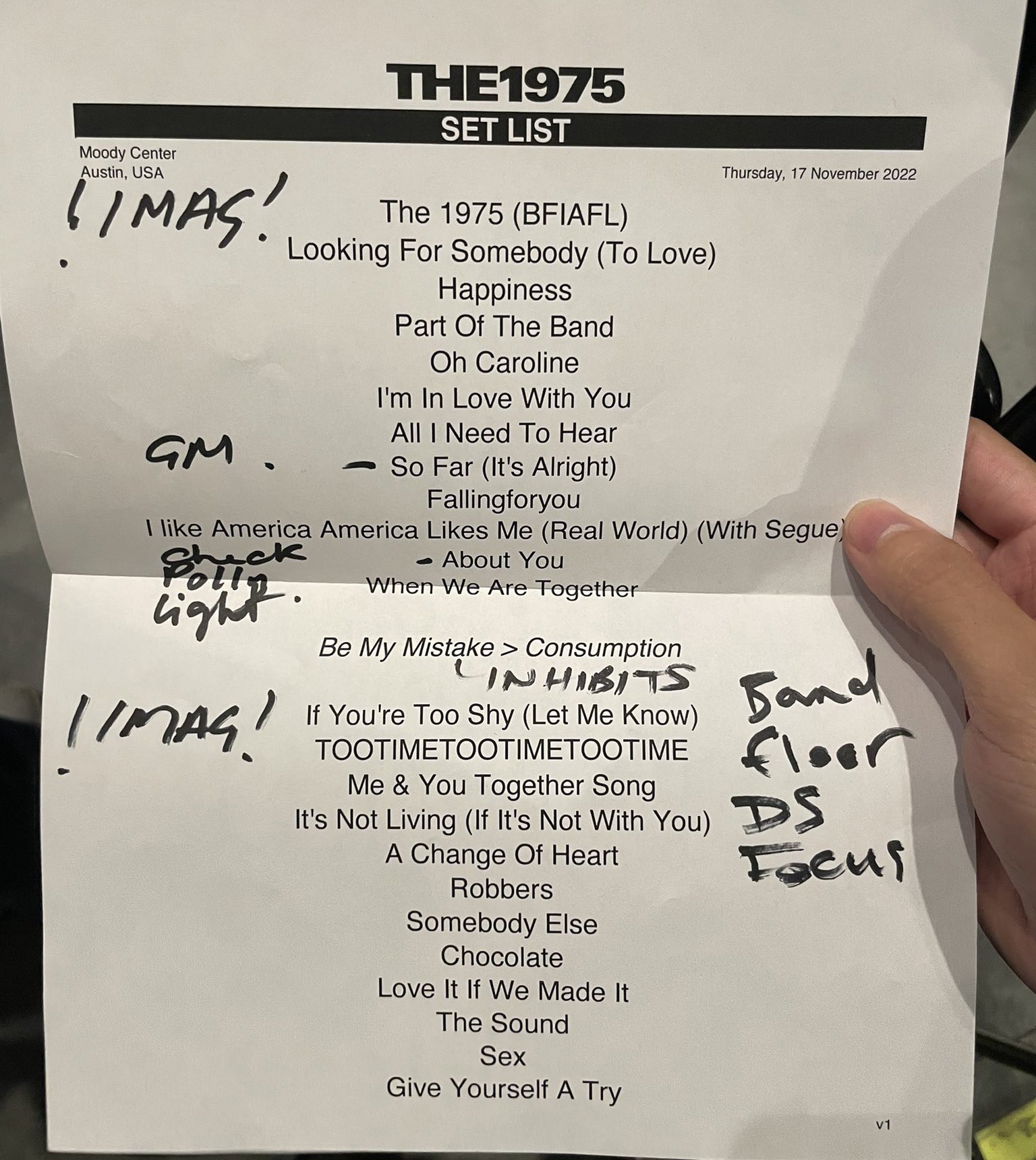 the 1975 setlist