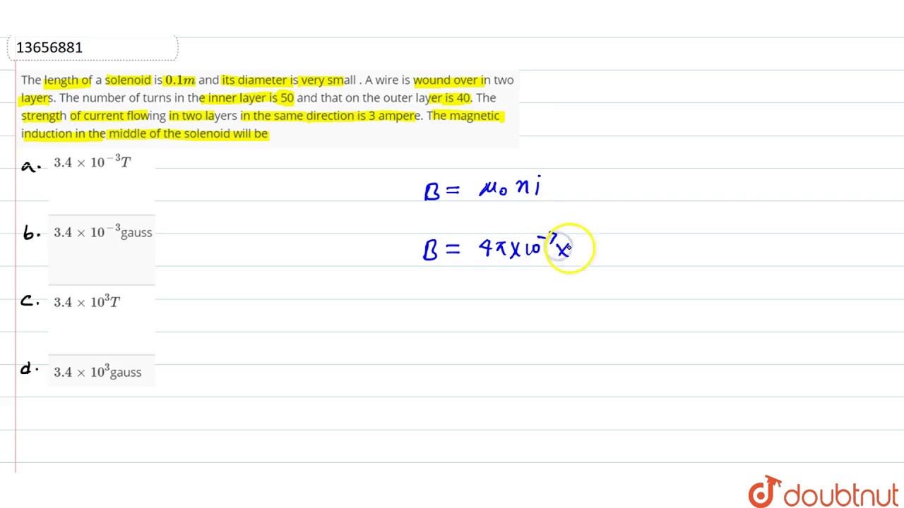 the length of a solenoid is 0.1 m