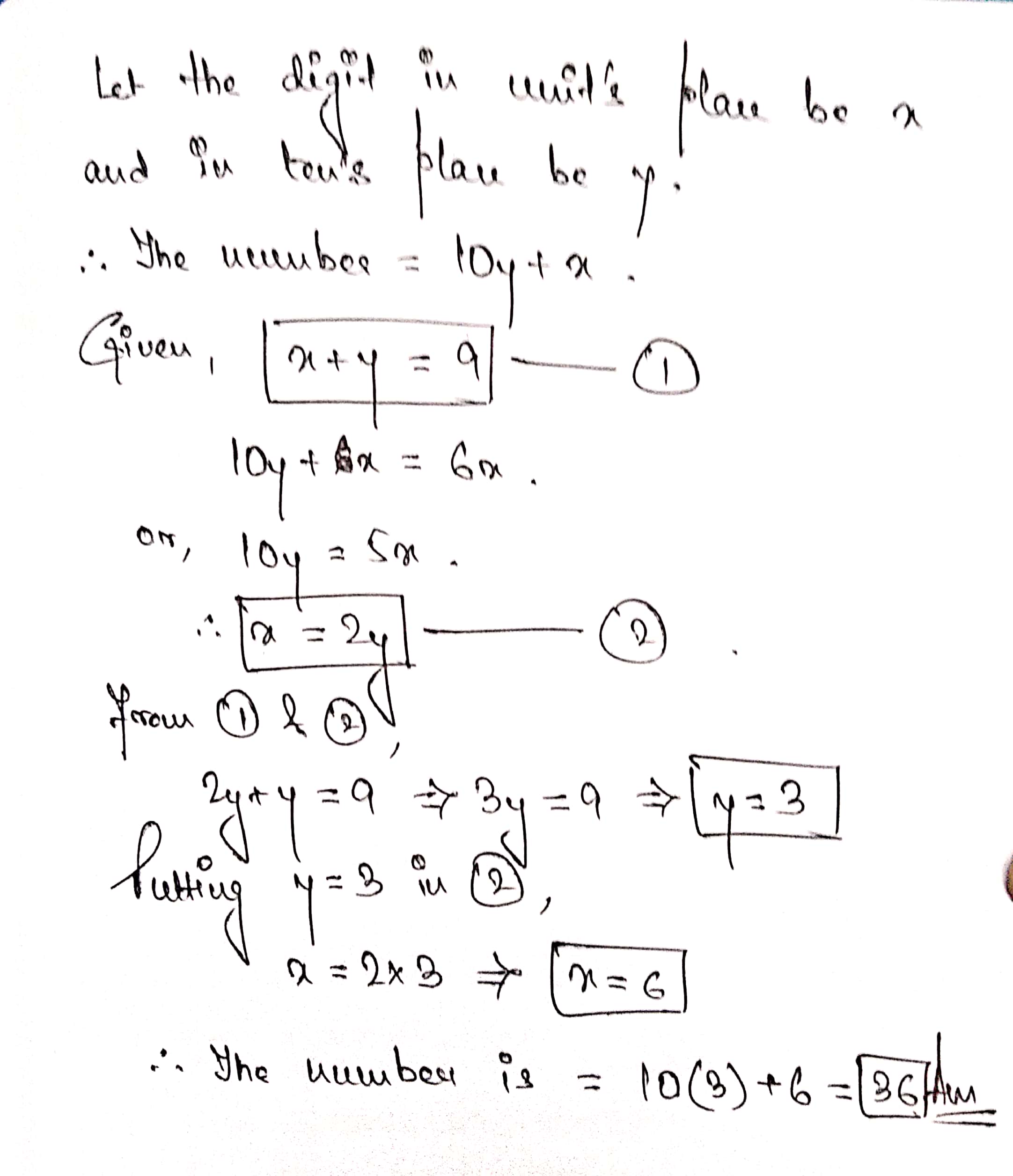 the sum of 2 digit number is 9