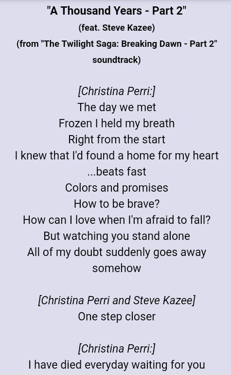 thousand years christina perri lyrics