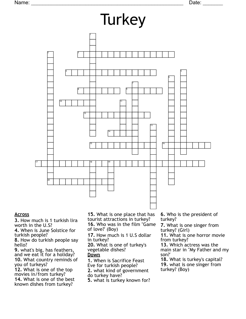 turkish official crossword