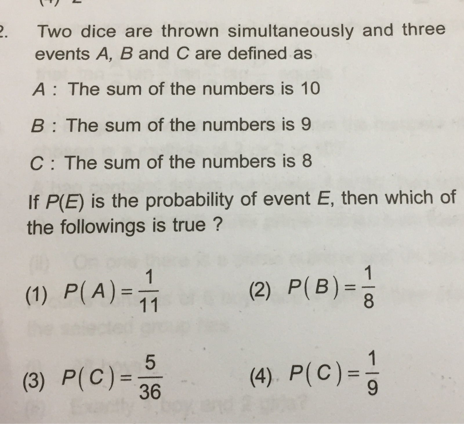 two dice thrown simultaneously