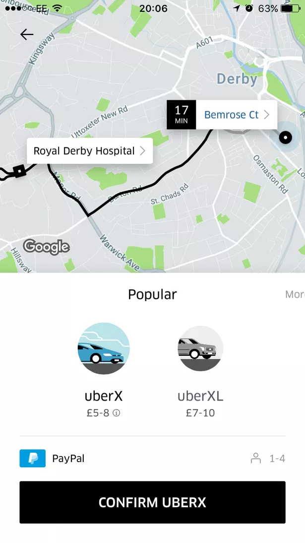 uber taxi derby