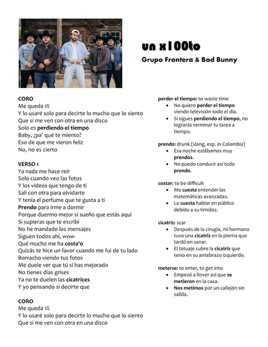 un x100to lyrics english