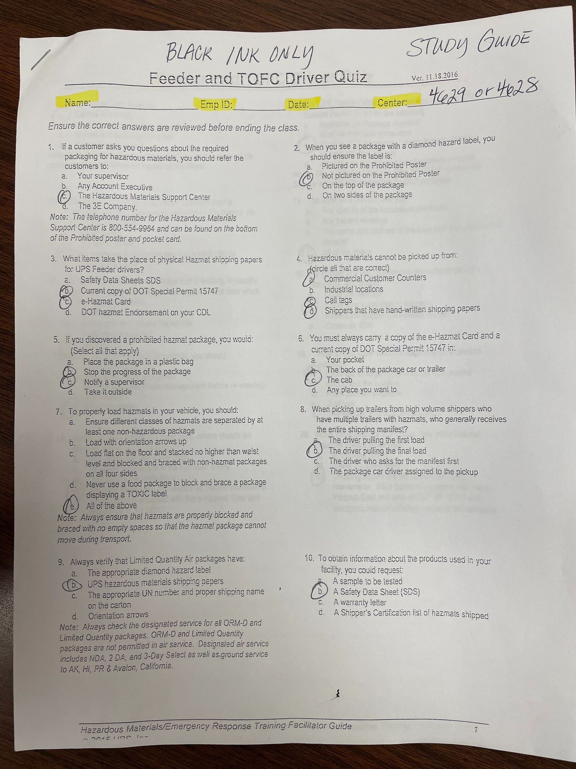 ups hazmat quiz answers