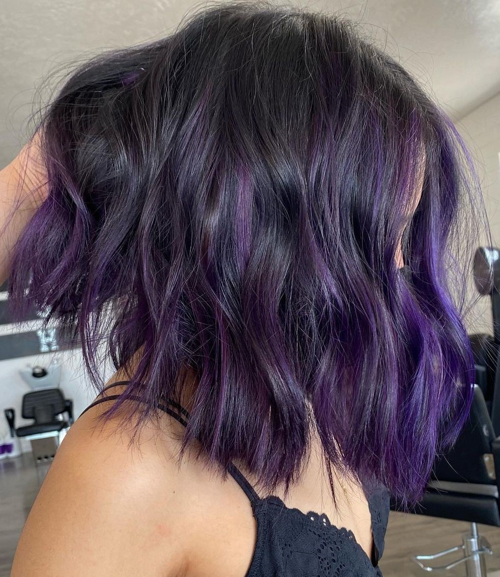 violet highlights on black hair