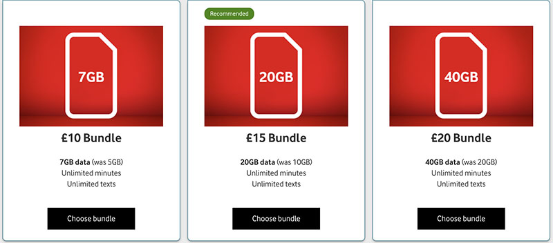 vodafone prepaid phone plans