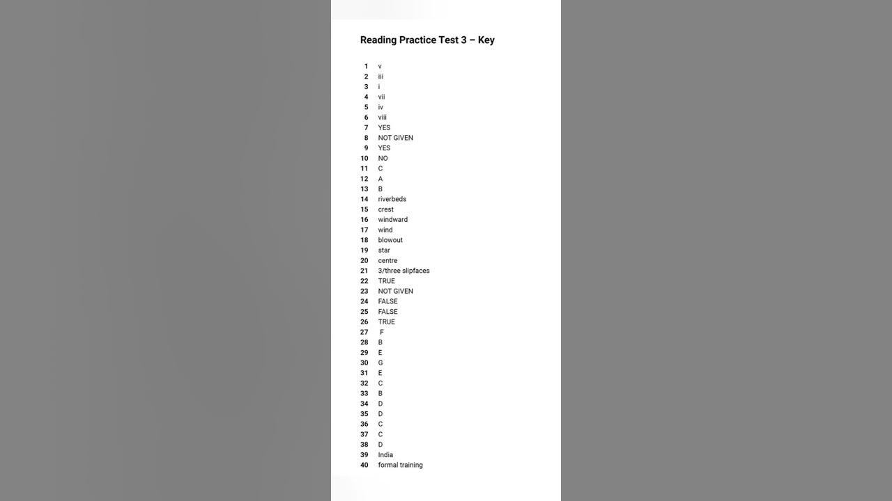 volume 1 test 1 reading answers