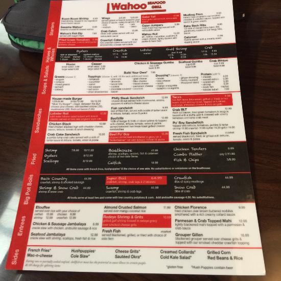 wahoo menu tallahassee