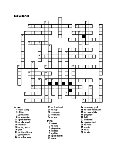 water in spanish crossword