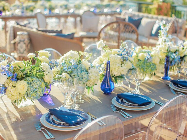 wedding blue centerpieces