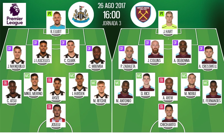 west ham vs newcastle united f.c. lineups