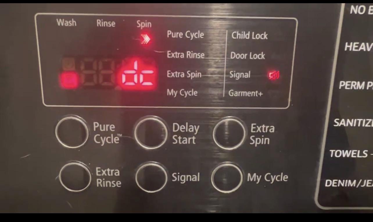 what does dc mean on a samsung dryer