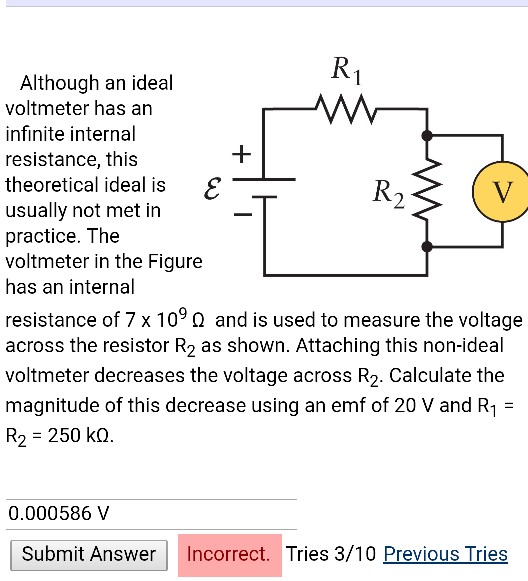 what is the resistance of an ideal voltmeter