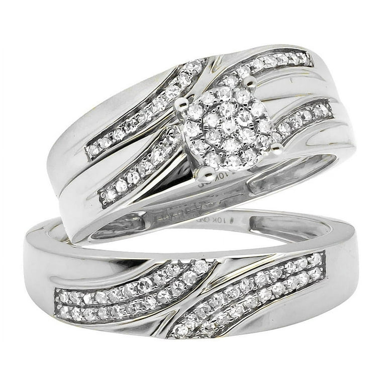 white gold trio wedding ring sets