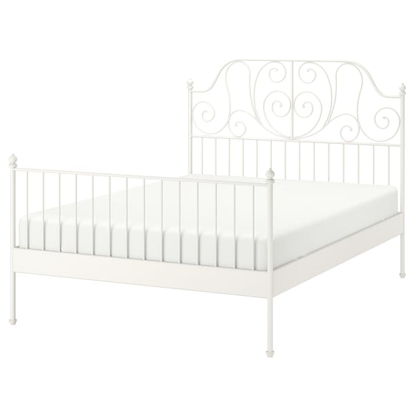 white metal ikea bed