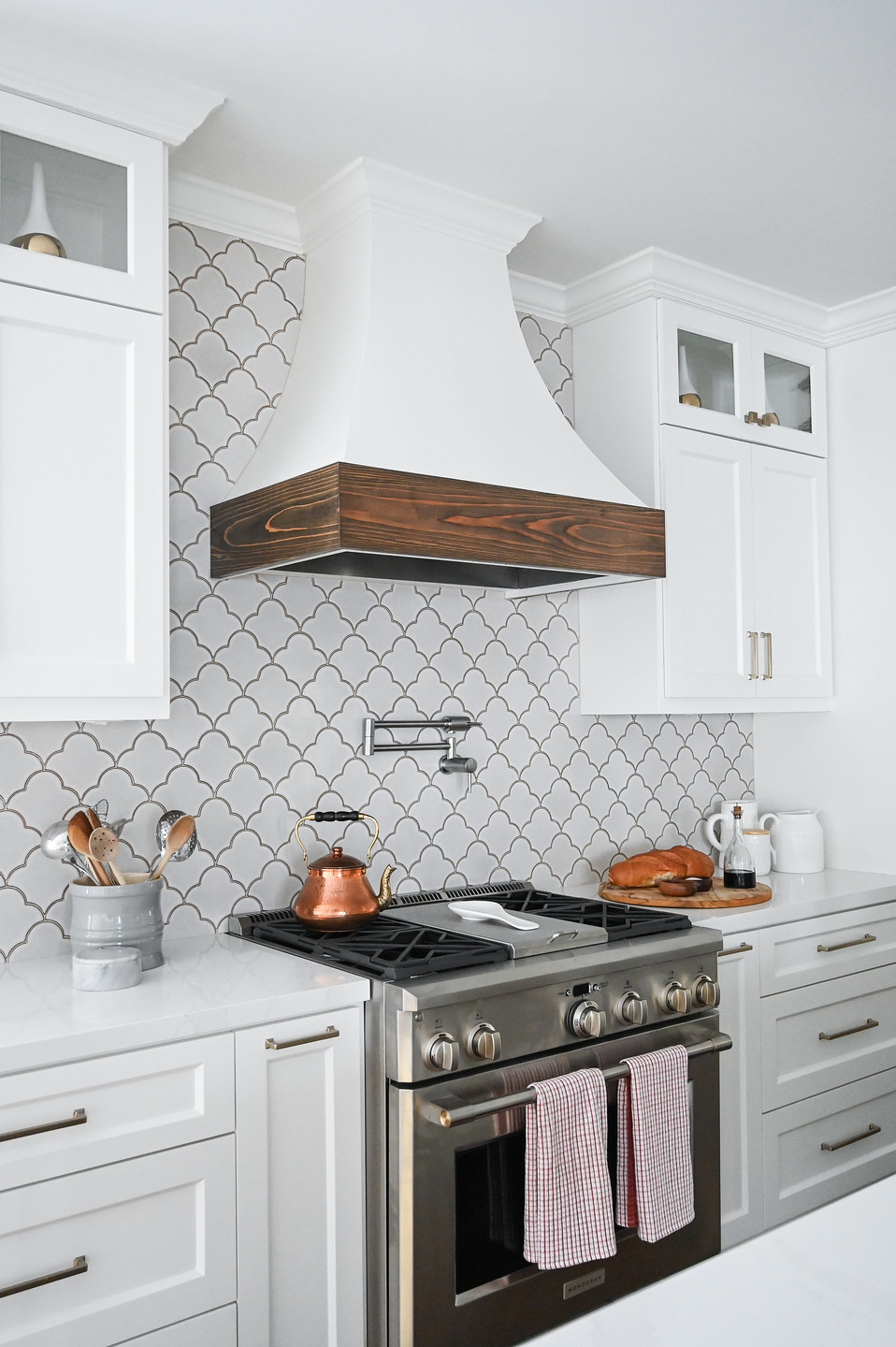 white tile dark grout kitchen