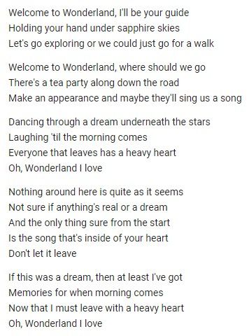 wonderland lyrics