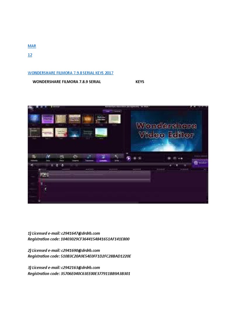 wondershare video editor serial