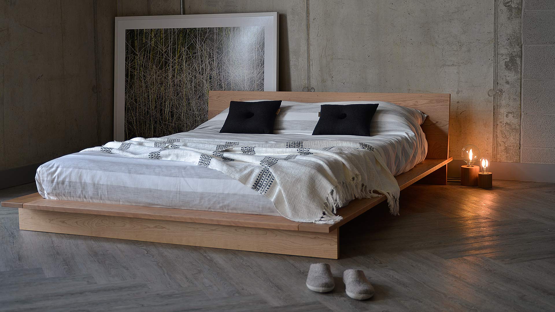 wood platform bed