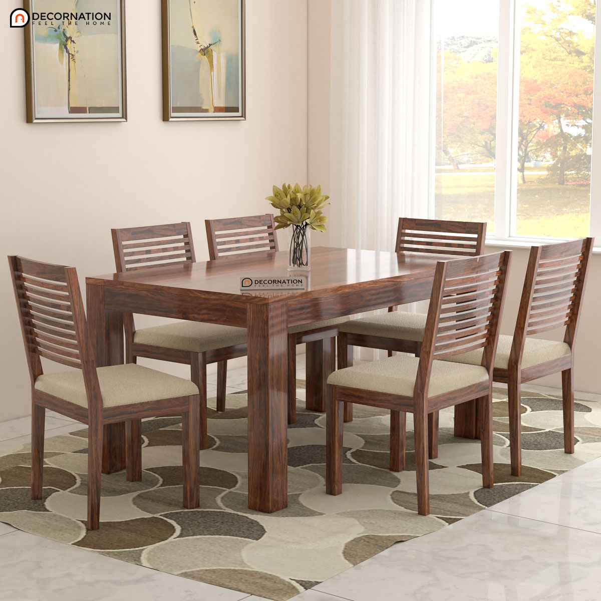 wooden dining table set 6 seater