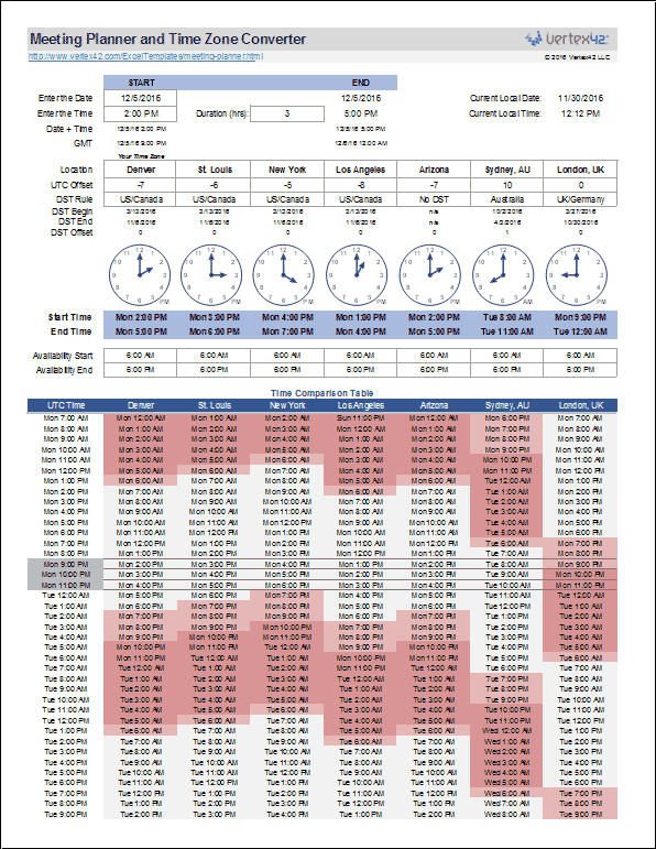 world meeting clock planner