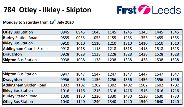 x84 timetable