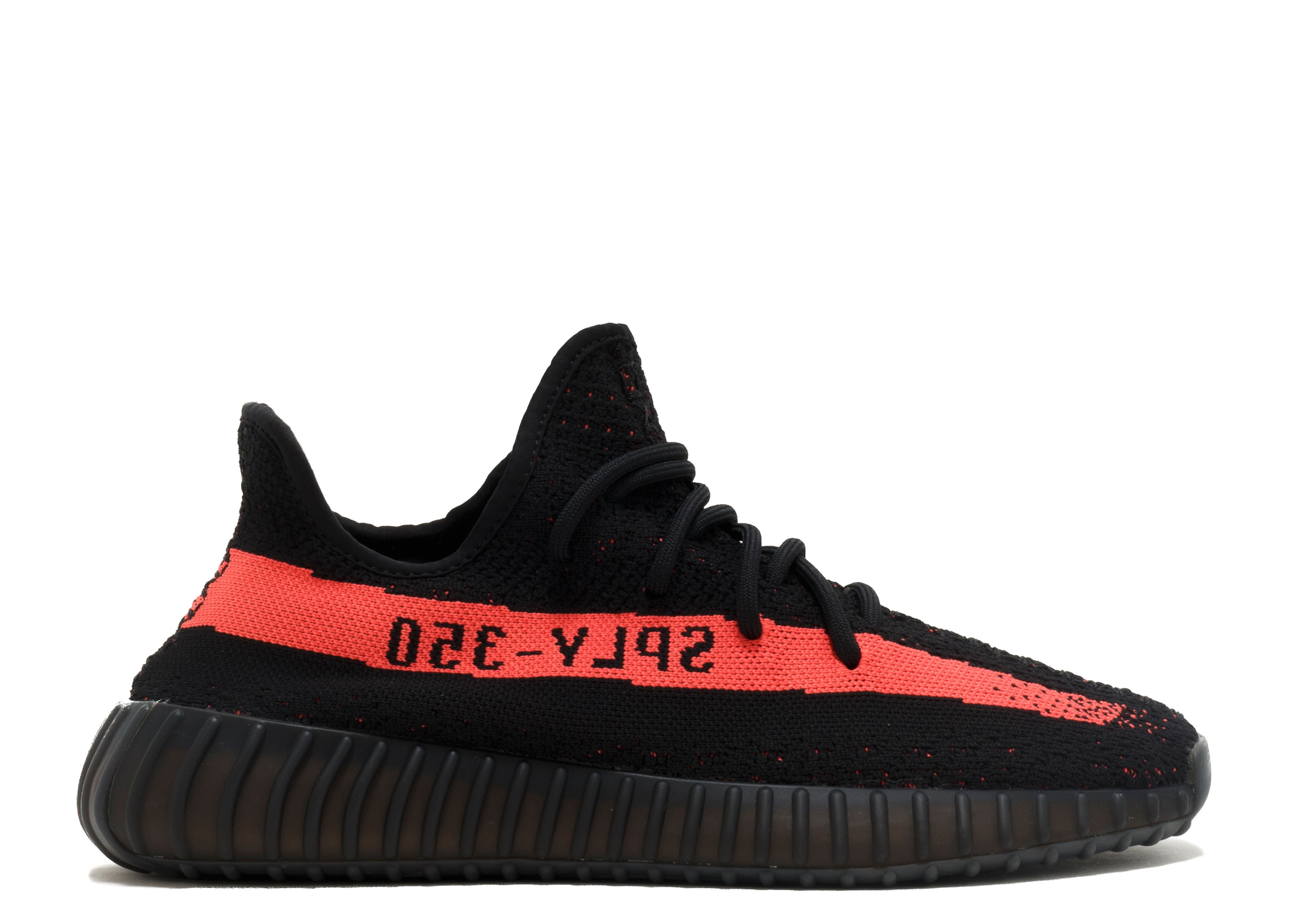 yeezy black with red stripe