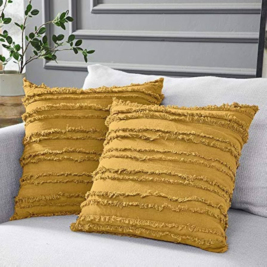 yellow pillows and throws